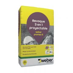 Revoque Weber Promex E 3 en 1 grueso-fino-impermeabilizante proyectable exterior gris bolsa x 30kg