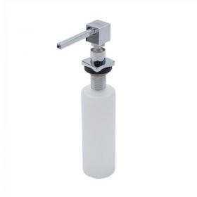 Dosificador dispenser jabon detergente rectangular acero inoxidable cromado brillante accesorio pileta ø55mm x 160mm