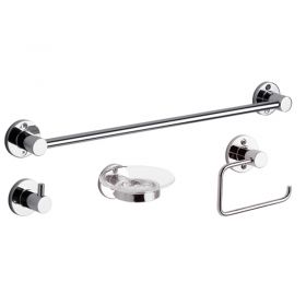 Accesorios baño acero Arizona cromado brillante kit x 4u