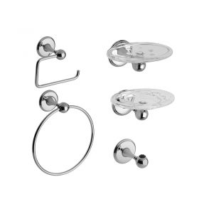 Accesorios baño acero Mikka cromado brillante kit x 5u