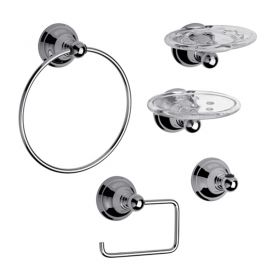 Accesorios baño acero Newport cromado brillante kit x 5u
