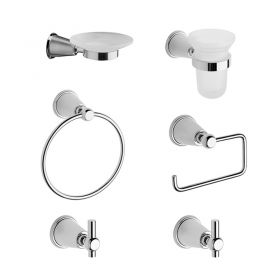 Accesorios baño acero Chess cromado brillante kit x 6u