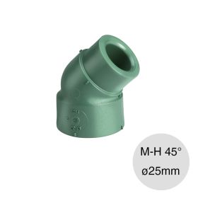 Codo 45° macho-hembra agua polipropileno random thermofusion ø25mm