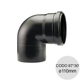 Codo 87°30' macho-hembra desagüe cloacal pluvial polipropileno union deslizante ø110mm