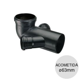 Codo 87°30' doble acometida desagüe cloacal pluvial polipropileno union deslizante ø110mm x ø63mm