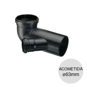 Codo 87°30' acometida derecha desagüe cloacal pluvial polipropileno union deslizante ø110mm x ø63mm