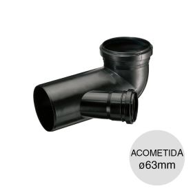 Codo 87°30' acometida izquierda desagüe cloacal pluvial polipropileno union deslizante ø110mm x ø63mm