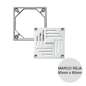 Marco bronce reja acero inoxidable desagüe 80mm x 80mm
