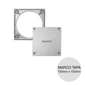 Marco bronce tapa acero inoxidable desagüe 150mm x 150mm