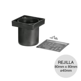 Kit rejilla eco portamarco desagüe polipropileno union deslizante 80mm x 80mm x ø40mm