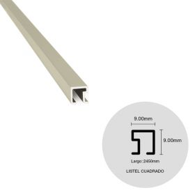Listel pared aluminio cuadrado cromo brillante 9mm x 9mm x 2450mm