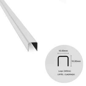 Listel pared acero inoxidable cuadrado brillante 10mm x 10mm x 2450mm