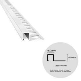 Varilla guardacanto pared aluminio quadra cromo mate 10mm x 10mm x 2500mm