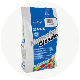 Pastina Keracolor classic ceramicos/porcellanatos/piedras juntas construccion seco hasta 6mm interior/exterior 100-blanco bolsa x 5kg