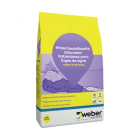 Mortero impermeabilizante obturador fugas agua Weber Imperstop instantaneo gris cemento bolsa x 5kg