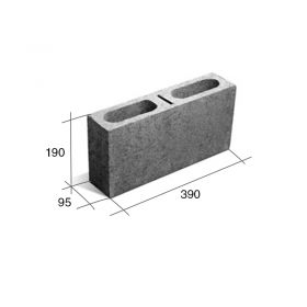 Bloque T10 Tabique hormigon gris 95mm x 190mm x 390mm