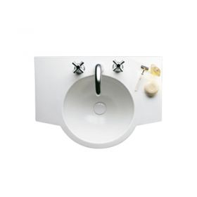 Bacha gres ceramico Marina de apoyo 3 agujeros blanco brillante 190mm x 480mm x 650mm