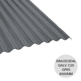 Chapa sinusoidal acanalada galvanizada cubiertas livianas C25 prepintada gris 0.5mm x 1.1m x 8m