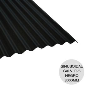 Chapa sinusoidal acanalada galvanizada cubiertas livianas C25 prepintada negro 0.5mm x 1.1m x 3m