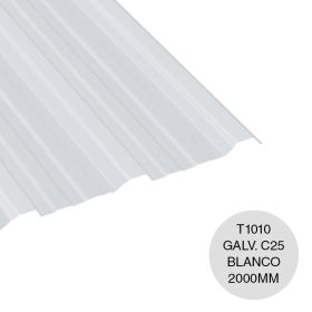 Chapa trapezoidal galvanizada T1010 cubiertas livianas C25 prepintada blanco 0.5mm x 1.1m x 2m