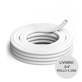 Caño corrugado liviano PVC flexible instalaciones electricas 3/4" rollo x 25m