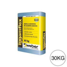 Pegamento pisos y revestimientos porcellanato Weber Iggamflex impermeable bolsa x 30kg